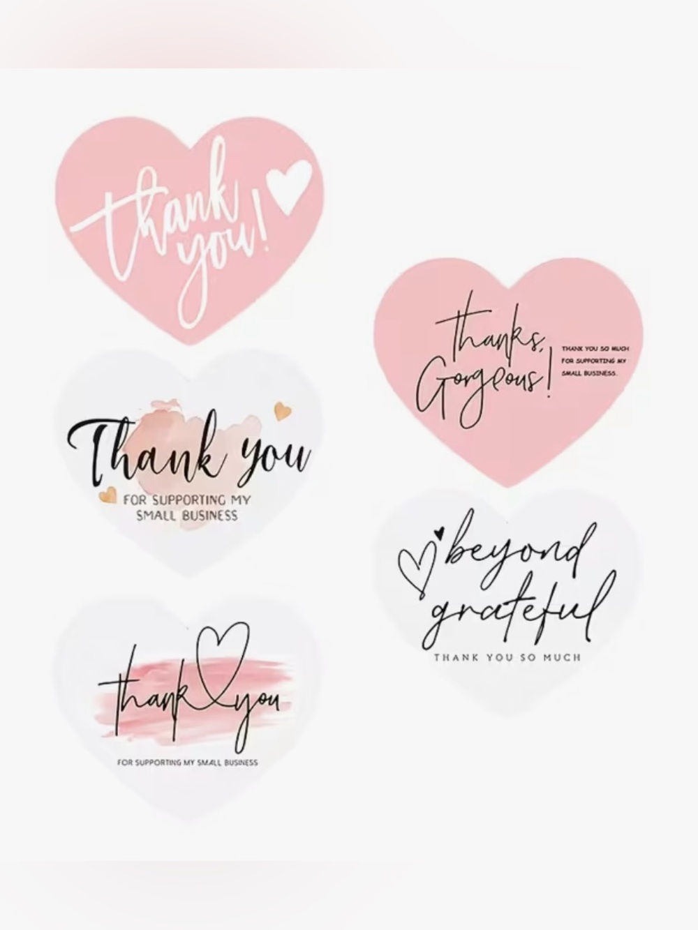 Set of 75 Heart Thank You Stickers and Matching Cards - Picture 2 of 4